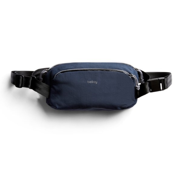 Bellroy Adventure Sling Pack showing front with adjustable strap and magnetic clasp.