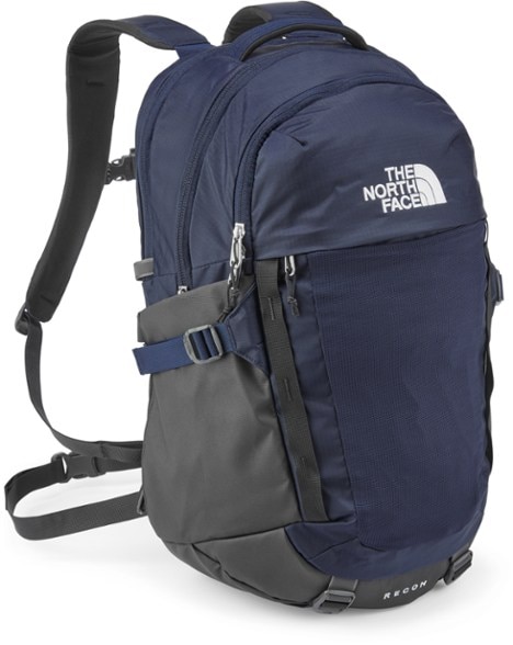 Front view of men's backpack with dual water bottle pockets and daisy chain attachment.