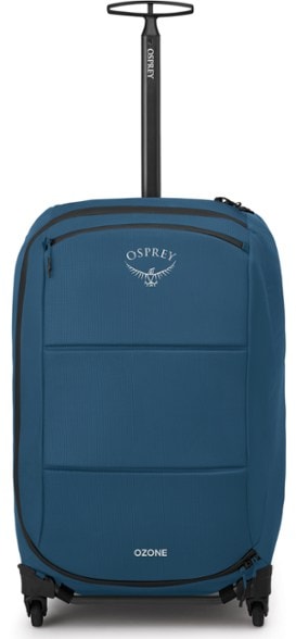 Front view showing the AirTrek Ultra's sleek high-capacity design with 4-wheel mobility