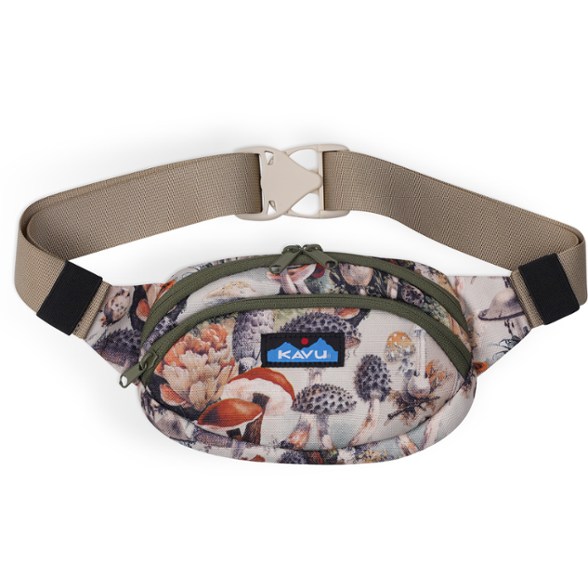 KAVU Adventure waist pack with adjustable straps and padded back panel, perfect for hiking and outdoor adventures.