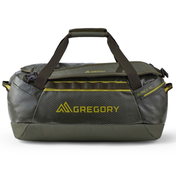 Front view of the Alpaca Explorer 40L Duffel showing shoulder straps.