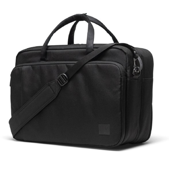 Bowen convertible duffel bag in backpack mode with laptop sleeve visible